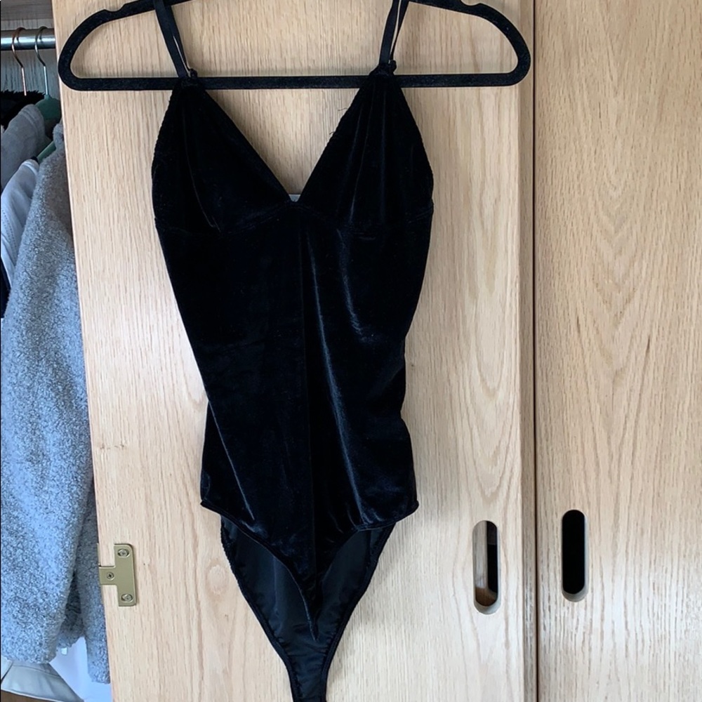 Urban outfitters black velvet body suit